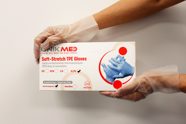 UnikMed Disposable TPE Gloves | 200 Pieces (100 Pairs/Box) | Made in Canada