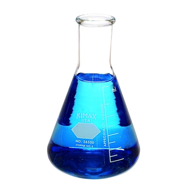 Narrow Mouth Erlenmeyer Flask with Reinforced Beaded Rim 125ML | Part No. KIM-26500-125| KIMAX KIMBLE
