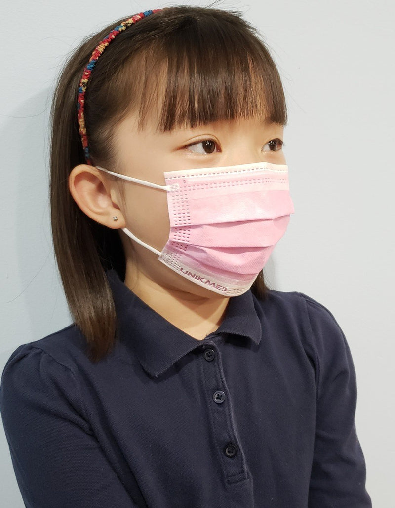 Kids Medical Mask, Earloop, Blue/Pink, Level 1 to ASTM F2100, Made in Canada | Part No. FMK01B/ FMK01P | UNIKMED
